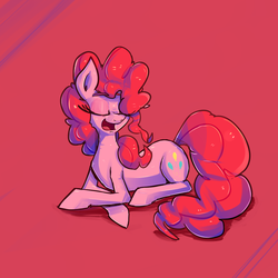 Size: 1000x1000 | Tagged: safe, artist:senx, pinkie pie, g4, eyes closed, female, prone, simple background, solo
