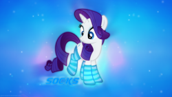Size: 3840x2160 | Tagged: safe, artist:alexiy777, artist:game-beatx14, rarity, g4, clothes, female, high res, socks, solo, striped socks, wallpaper