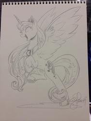 Size: 768x1024 | Tagged: safe, artist:andypriceart, princess luna, g4, female, happy, solo, traditional art