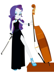 Size: 3307x4677 | Tagged: safe, artist:skycatcherequestria, rarity, equestria girls, g4, bracelet, choker, clothes, double bass, dress, female, high heels, high res, musical instrument, sexy, side slit, solo