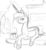 Size: 1321x1426 | Tagged: safe, artist:patch, princess luna, alicorn, pony, g4, belly, candy, eating, female, monochrome, nightmare night, pregnant, prone, sketch, solo