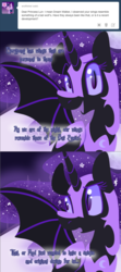 Size: 1000x2256 | Tagged: dead source, safe, artist:rivalcat, nightmare moon, g4, ask, comic, discordnightmaremoon, female, nicemare moon, solo, tumblr