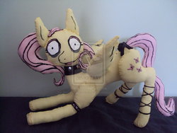 Size: 2048x1536 | Tagged: safe, artist:phoenixwingcreations, fluttershy, g4, bow, fishnet stockings, gothic, irl, photo, plushie, tim burton