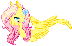 Size: 1000x644 | Tagged: safe, artist:costly, fluttershy, pegasus, pony, g4, female, flower in hair, solo