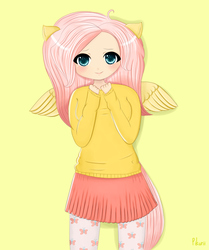 Size: 2000x2389 | Tagged: safe, artist:pikurii, fluttershy, human, g4, eared humanization, female, high res, humanized, solo, tailed humanization, winged humanization