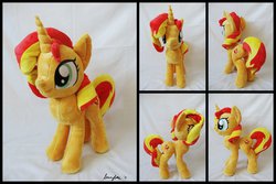 Size: 1095x730 | Tagged: safe, artist:lumenglace, sunset shimmer, pony, unicorn, g4, cute, female, happy, irl, mare, photo, plushie, shimmerbetes, smiling, solo