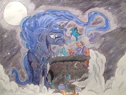 Size: 2048x1556 | Tagged: safe, artist:moonsong18, princess luna, g4, moon, traditional art