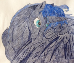 Size: 2046x1736 | Tagged: safe, artist:moonsong18, princess luna, g4, female, hoers, solo, traditional art