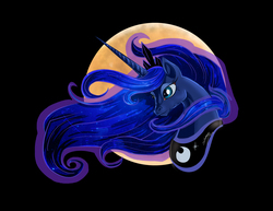 Size: 3300x2550 | Tagged: safe, artist:shottsy85, princess luna, alicorn, pony, g4, black background, female, full moon, high res, mare, moon, simple background, solo