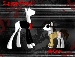 Size: 576x432 | Tagged: safe, artist:cellcow, clothes, crossover, marble hornets, masky, ponified, slenderman, slendermane, tim wright