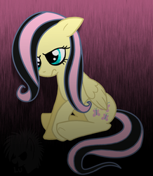 Size: 571x655 | Tagged: safe, artist:metallicumbrage, fluttershy, pegasus, pony, g4, emoshy, female, sitting, solo