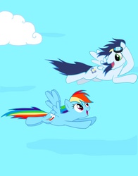 Size: 768x980 | Tagged: safe, artist:those kids in the corner, rainbow dash, soarin', g4, flying