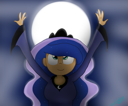 Size: 1024x853 | Tagged: safe, artist:jayivee, princess luna, human, g4, female, humanized, moon, night, solo