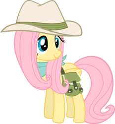 Size: 5559x6000 | Tagged: safe, artist:slb94, fluttershy, pegasus, pony, g4, absurd resolution, clothes, cute, explorer outfit, female, simple background, solo, transparent background, vector