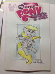 Size: 600x799 | Tagged: safe, artist:katie cook, derpy hooves, pegasus, pony, g4, female, irl, mare, photo, solo, traditional art