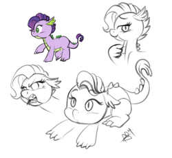 Size: 1200x1105 | Tagged: safe, artist:pia-sama, oc, oc only, unnamed oc, dracony, hybrid, interspecies offspring, offspring, parent:rarity, parent:spike, parents:sparity, partial color