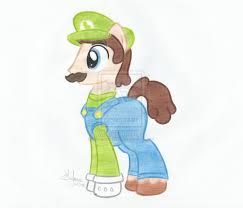 Size: 243x208 | Tagged: safe, crossover, drawing, lowres, luigi, male, nintendo, ponified, super mario bros., traditional art