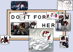 Size: 1132x809 | Tagged: artist needed, safe, artist:favmir, artist:gasmaskfox, artist:halley-valentine, edit, oc, oc only, oc:blackjack, pony, unicorn, fallout equestria, do it for her, horn, male, meme, the simpsons, unicorn oc