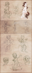 Size: 1700x3797 | Tagged: safe, artist:stasysolitude, fluttershy, pinkie pie, rainbow dash, rarity, zecora, zebra, anthro, g4, monochrome, sketch, sketch dump