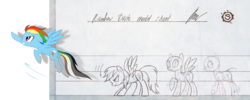 Size: 3750x1500 | Tagged: safe, artist:stasysolitude, rainbow dash, g4, monochrome, sketch