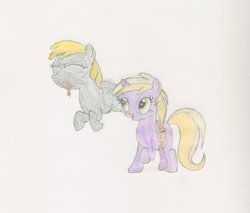 Size: 969x825 | Tagged: safe, artist:j4m35c, chirpy hooves, dinky hooves, g4, chirpabetes, cute, traditional art