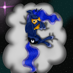 Size: 1024x1024 | Tagged: safe, artist:crazyaniknowit, princess luna, owl, g4, cloud, female, plushie, sleeping, solo, stars