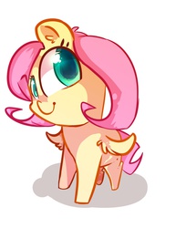 Size: 1024x1252 | Tagged: safe, artist:dippershat, fluttershy, pegasus, pony, g4, chibi, cute, female, looking up, solo