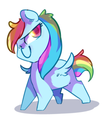 Size: 1800x2200 | Tagged: safe, artist:dippershat, rainbow dash, pegasus, pony, g4, chibi, cute, female, looking up, one eye closed, solo, wink