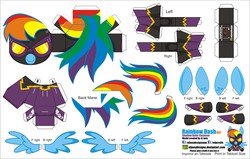 Size: 4130x2630 | Tagged: safe, artist:eljoeydesigns, rainbow dash, g4, clothes, costume, nightmare night, papercraft, shadowbolt dash, shadowbolts, shadowbolts costume