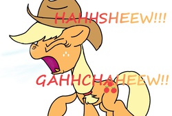 Size: 1092x732 | Tagged: safe, artist:daisy meadows, applejack, g4, female, sneeze cloud, sneezing, sneezing fetish, solo