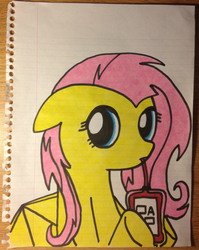 Size: 480x603 | Tagged: safe, artist:caixiang, fluttershy, vampire, g4, blood, female, flutterbat, solo, traditional art