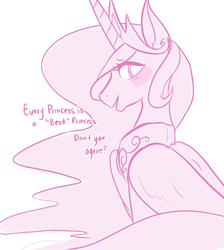 Size: 717x802 | Tagged: safe, artist:sheepcity, princess celestia, ask dear celestia, g4, ask, best pony, best princess, blushing, female, looking at you, monochrome, solo, tumblr