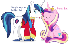 Size: 900x560 | Tagged: safe, artist:dm29, princess cadance, shining armor, g4, duo, eyes closed, open mouth, simple background, sitting, transparent background