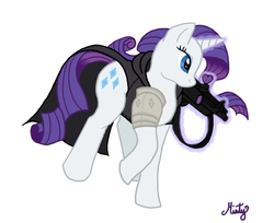 Size: 1279x1042 | Tagged: safe, artist:dippywerewolf, rarity, g4, clothes, crossover, female, gun, magic, solo, sucker punch, sweet pea (sucker punch), weapon