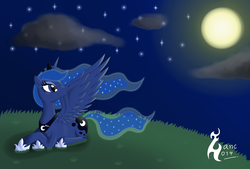 Size: 2000x1350 | Tagged: safe, artist:zanclife, princess luna, g4, female, moon, solo