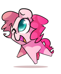 Size: 1800x2200 | Tagged: safe, artist:dippershat, pinkie pie, earth pony, pony, g4, chibi, cute, female, one eye closed, open mouth, shadow, solo, wink