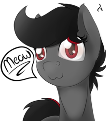 Size: 1586x1742 | Tagged: safe, artist:allyster-black, oc, oc only, oc:ares, oc:darkness, pony, :3, bust, female, meow, solo