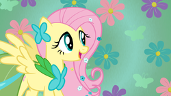 Size: 900x506 | Tagged: safe, artist:brony6214, fluttershy, pegasus, pony, g4, clothes, dress, female, flower, gala dress, mare, solo, vector, wallpaper