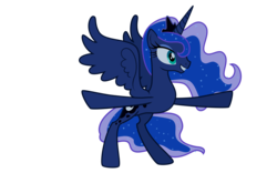 Size: 1920x1200 | Tagged: safe, artist:mattbas, princess luna, pony, g4, bipedal, female, missing accessory, simple background, smiling, solo, spread wings, transparent background, vector