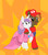 Size: 1225x1383 | Tagged: safe, artist:1231redflame, button mash, sweetie belle, g4, clothes, cosplay, costume, derp, dress, duo, duo male and female, female, hat, male, mario, open mouth, open smile, princess peach, ship:sweetiemash, shipping, smiling, straight, super mario bros.