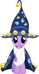 Size: 1527x2872 | Tagged: safe, star swirl the bearded, twilight sparkle, g4, official, castle creator, clothes, cosplay, costume, female, looking at you, simple background, smiling, solo, transparent background, vector