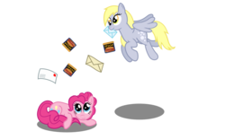 Size: 1920x1200 | Tagged: safe, artist:mattbas, derpy hooves, pinkie pie, pegasus, pony, g4, duo, female, mare, spam