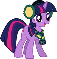 Size: 2750x2857 | Tagged: safe, twilight sparkle, pony, unicorn, g4, official, castle creator, clothes, earmuffs, female, high res, mare, scarf, simple background, solo, transparent background, unicorn twilight, vector