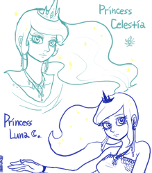 Size: 700x800 | Tagged: safe, artist:mirululu, princess celestia, princess luna, human, g4, duo, female, humanized