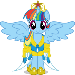 Size: 896x892 | Tagged: safe, artist:blah23z, rainbow dash, twilight sparkle, alicorn, pony, g4, 20% cooler, clothes, dress, female, mare, race swap, rainbowcorn, recolor, simple background, solo, spread wings, transparent background, twilight sparkle (alicorn), vector, wings