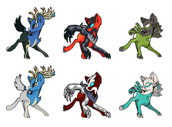 Size: 3750x2760 | Tagged: safe, artist:lemonsinasoup, xerneas, yveltal, zygarde, high res, pokémon, ponified, shiny (pokemon)