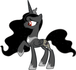 Size: 937x853 | Tagged: safe, artist:blah23z, king sombra, princess luna, alicorn, pony, g4, female, fusion, looking down, moonbutt, raised hoof, recolor, simple background, solo