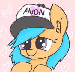 Size: 621x600 | Tagged: safe, oc, oc only, oc:little league, /mlp/, female, filly, freckles, hat, solo