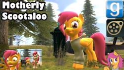 Size: 1600x900 | Tagged: safe, artist:lunarguardwhoof, pinkie pie, scootaloo, g4, 3d, gmod, motherly scootaloo