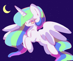 Size: 1200x1007 | Tagged: safe, artist:aquadiamonds, princess celestia, g4, female, flying, looking at you, smiling, solo